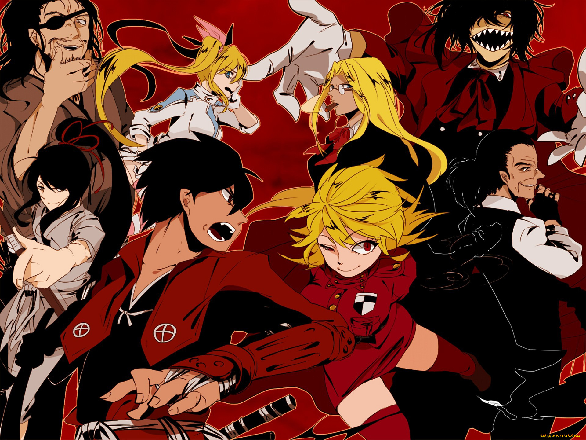 , unknown,  , hellsing, anime, man, crossover, ken, vampire, blade, samurai, asian, bow, alucard, japanese, arrow, bushido, drifter, drifters, kenjutsu